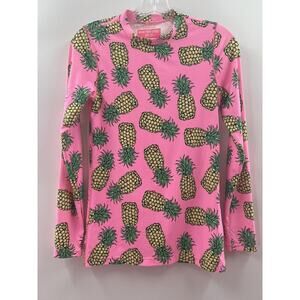 CREWCUTS Girl's Rash Guard Wear Your Shade UPF 50+ Top Neon Pink Pineapple 16